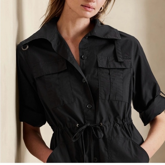 Banana Republic Trench Dress Jacket Black NWT Sz M - Picture 3 of 9